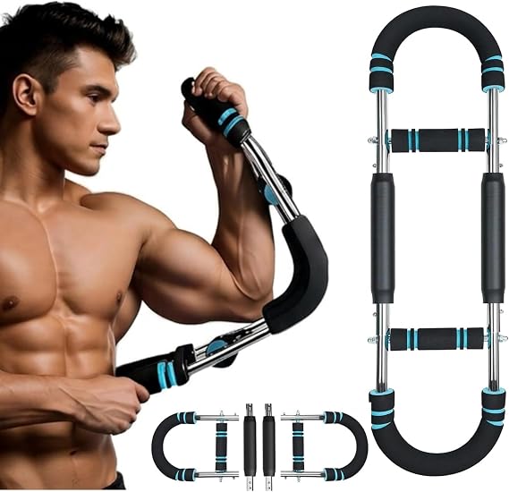Twister Arm Trainer U-Shaped Adjustable Chest Trainer (30-50 kg / 70-110 lb) Fitness Equipment for Home Strength Training for Men and Women Portable Black
