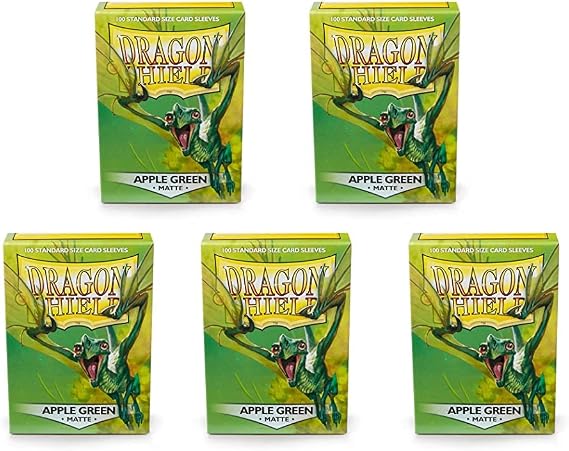 5 Packs Dragon Shield Matte Apple Green Standard Size 100 ct Card Sleeves Value Bundle!