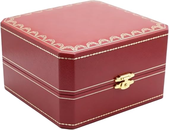 Classic Red Watch Case Square Design Gold Detail Cream Lining Single Slot Storage Organiser Box for Cartier Tank