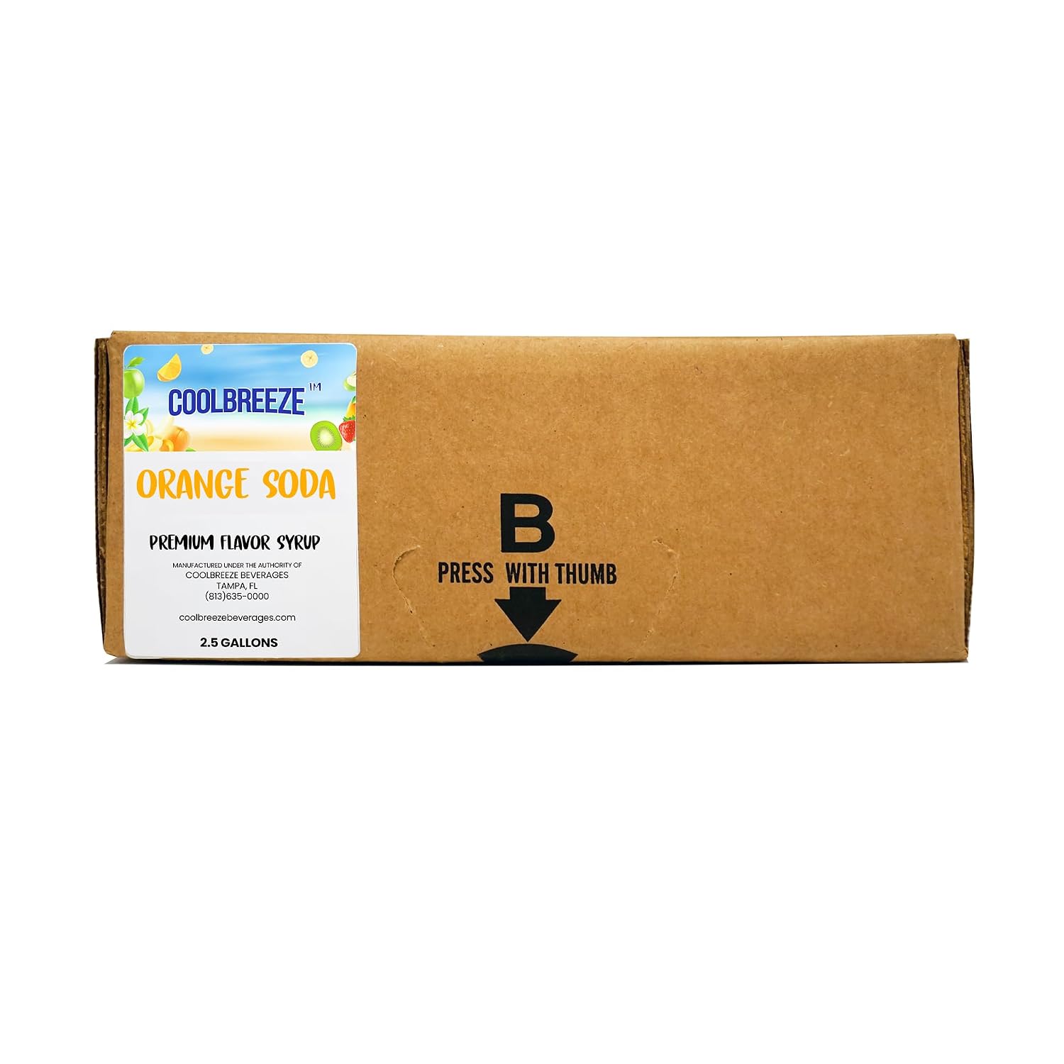 Coolbreeze Orange Soda Syrup 2.5 Gallon Bag-in-Box BIB Fountain Drink Concentrate for Soda Machines Classic Citrus Cola Flavor Syrup