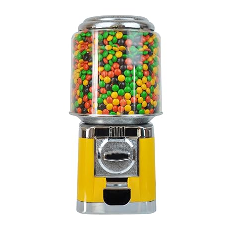 Automatic Candy Vending Machine 32mm Gumball Machine for Small Candy, Gumballs, Capsules, Nuts, Feed (Yellow)