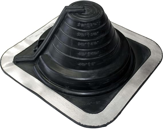 #3 (1/4" to 5") DEKTITE Square Base Combo Pipe Flashing Boot: Black EPDM Square Base Flexible Pipe Flashing Dektite (DC103BC)