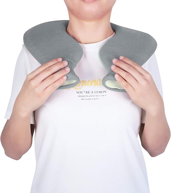 U-Shaped Hot Water Bottle for Neck and Shoulder, Warmer Hot and Cold Water Bag Winter Relaxing Reusable Pain Relief Portable Soft Knitted Cover