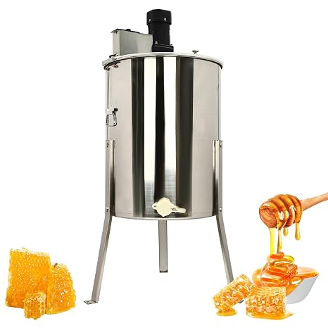 Electric Honey Extractor, 4/8 Frames Honey Spinner Extractor, 140w Stainless Steel Beekeeping Extraction, Honeycomb Drum Spinner with Lid, Apiary Centrifuge Equipment