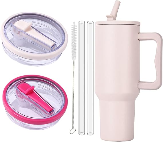 Lid for Stanley Cup Replacement 40oz Tumbler Lids, Cup Flip Straw Leak Proof Tumbler Cover with Straws Hole for Stanley, Spill Proof Tumbler Covers for Stanley Cup Accessories