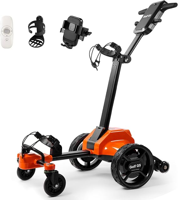 Electric Golf Push Cart with Remote Control, Electric Golf Caddy that Follows You Folding Design Suitable for All Terrains, 36 Hole and Remote/APP/Manual Control