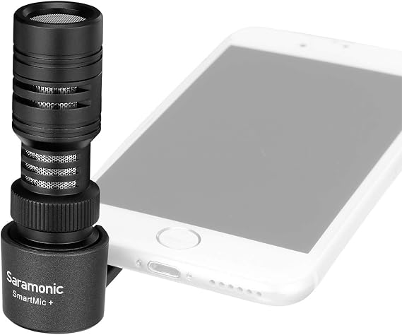 TRRS Plug and Play Directional Microphone, Saramonic Video Shotgun Mic with Monitor for iPhone8 7 6 Android & Windows Smartphones,for Youtube,Interview,Studio,Video Recording,Vlog,Noise Cancelling Mic