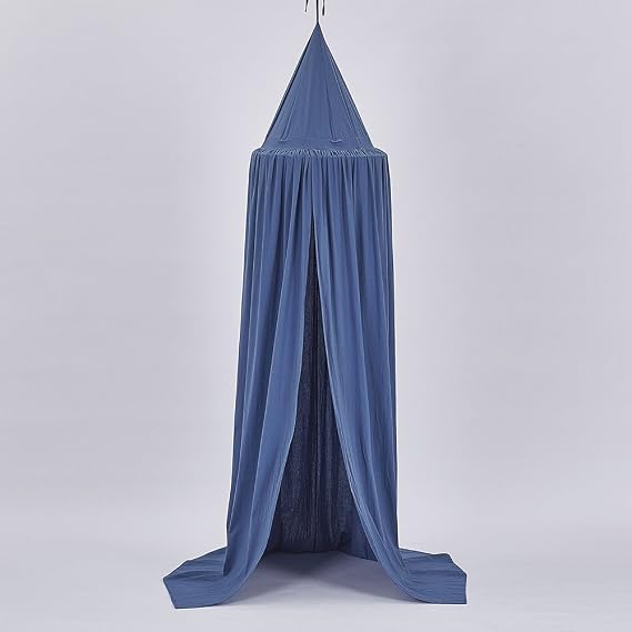 Princess Bed Canopy Reading Nook Mosquito Net for Kids Baby Crib, Round Dome Kids Indoor Outdoor Castle Play Tent Hanging House Decoration Dusty Blue