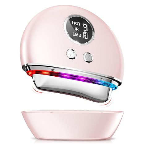 Gesichtsmassagegerät Gerät Gesicht Gegen Falten: Face Massager Gua Sha Elektrisch 9 Intensitätsstufen 4 Modi - 45°C EMS Massagegerät Gesicht mit Vibration - 3 LED Gesichtsmassage Straffung und Lifting