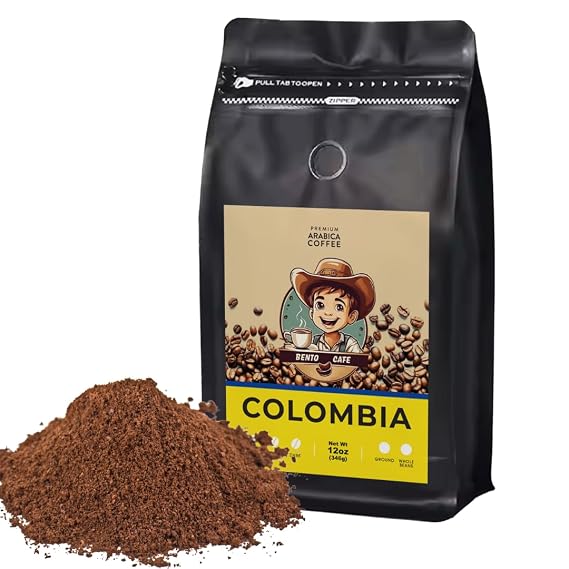 Bento Cafe Colombia Medium Roast Ground Coffee,12 Oz, 100% Arabica Coffee