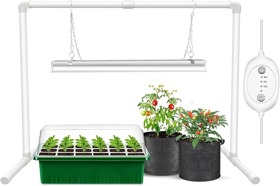 Wolezek 2FT T5 Grow Lights for Seed Starting with Timer, 32W Full Spectrum