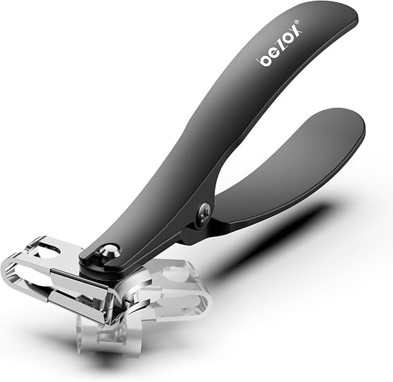 BEZOX Long Handle Toenail Clippers for Seniors 360 Rotating Jaw Toe Nails Clipper for Thick Nails with an Ergonomic Palm-Grip, Finger Naill Clippers Adult for Men and Women - Black