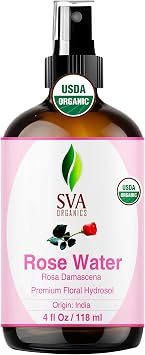 SVA ORGANICS Rose Water 4oz (118 ml) Refreshing Rose Water Spray for Skin Care, Skin Hydration, Bath, Soaps, Haircare & Aromatherapy