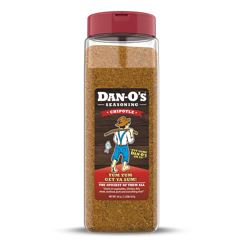 Dan-O's Chipotle Seasoning - Great on Chicken, Meats, Chili, Ribs, Seasoning Rub - All-Purpose, All-natural, Sugar Free, Zero Calorie Seasoning & Spices for Smoking, Cooking & Grilling Anything - Large bottle 20 oz