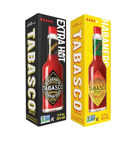 TABASCO Scorpion Sauce + Habanero Sauce (Pack of 2: 2 x 60 ml) The Two Sharpest Chilli Sauces Among Tabasco Sauces 10 Times as Hot as the Original Red