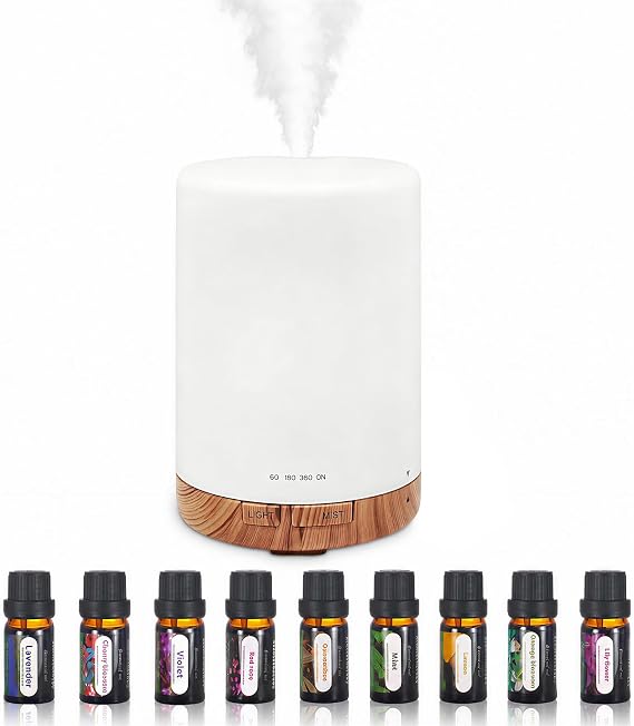 Essential Oil Diffuser 300ml, Premium Ultrasonic Aroma Humidifier with 7 LED Lights, Auto Shut-Off & Timer Quiet Mist for Living Room, Bedroom, Kitchen, Office
