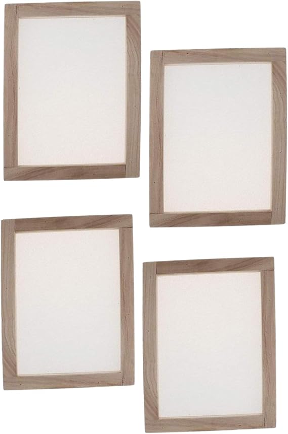 Sanmum 4 Pack Wooden Paper Making Screen Papermaking Mould Deckle Printing Frame for DIY Paper Craft Tool Dried Flower Handcraft