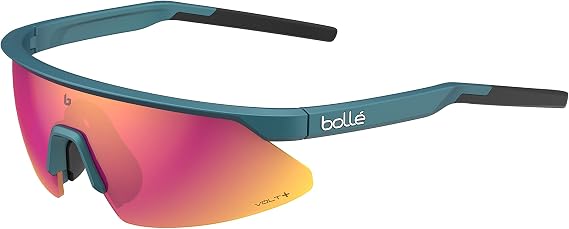 bolle - MICRO EDGE, Creator Teal Metallic, Volt+ Ruby Polarized, Medium, Sunglasses, Unisex, Adult