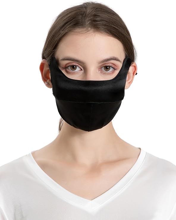 UPF 50+ Pure Silk Face Cover Breathable UV Protection Sunscreen Mask Reusable Sport Face Scarf Mask (Neck Gaiters)