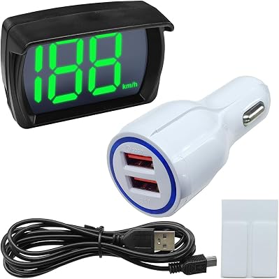 Car HUD GPS Digital Speedometer, KMH Speed Meter with LED Large Font Head Up Display, Universal USB Cable Plug & Play Speed Gauge for Car, Truck, SUV, Motorcycle KMH