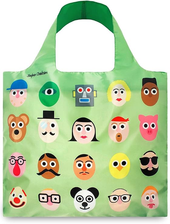 LOQI Artist Faces Reusable Shopping Bag, Multicolored