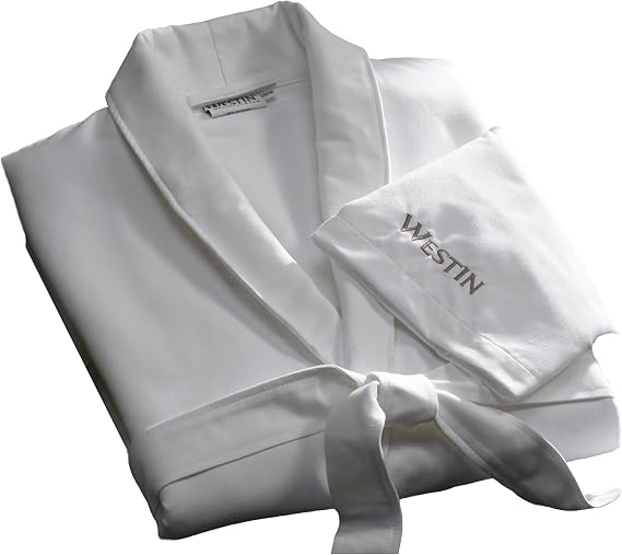Westin Spa Robe - Soft, Absorbent Microfiber Robe - White Lightweight Hotel Bathrobe - One Size