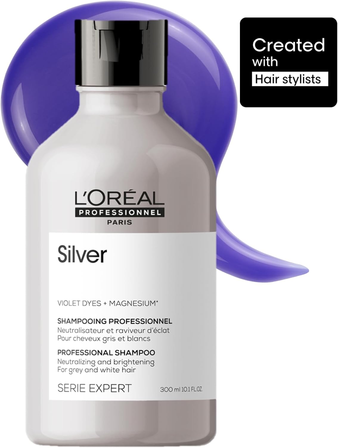 LOréal Professionnel Paris Serie Expert Silver Color Balancing Purple Shampoo for Very Light Yellow, Gray and White Hair 300 ml