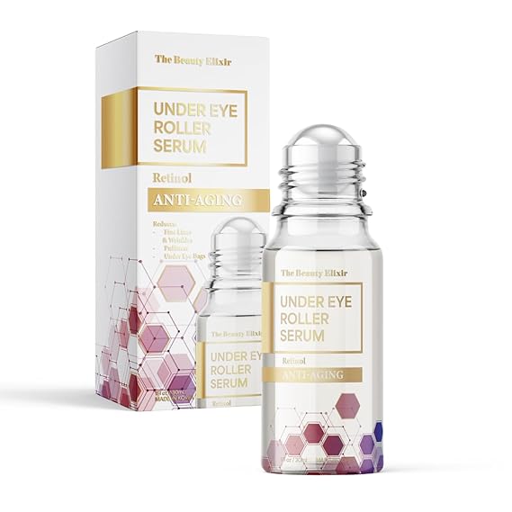 The Beauty Elixir Retinol Eye Roller For Puffy Eyes & Dark Circles - Brightens Under Eyes - Crow's Feet Treatment - Dermatologist Tested, Natural Clean Beauty - Korean Skin Care - For All Skin Types