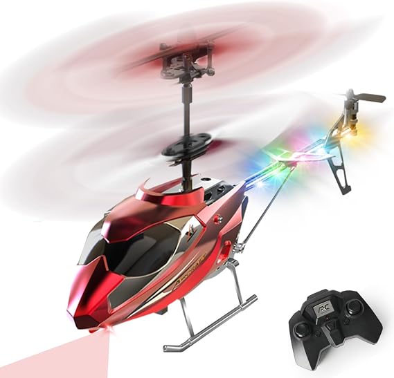 VATOS RC Helicopter for Boys, 2.4G Remote Control Helicopter with LED Light for Kids 12+ Years Old, Fixed Height, One-Key Take-Off, Indoor RC Planes Ideal Festival Gifts for Boys Adults