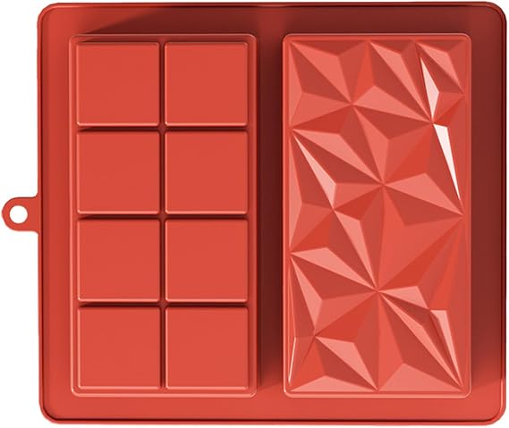 Chocolate Moulds,1 PCS Food Grade Silicone 2.5cm Deep Red Baking Mold for DIY Chocolate Bars, Ice Cubes & Protein Bars | 19x21cm | Dishwasher Safe & Heat-Resistant