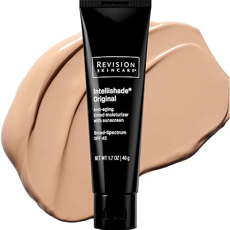 Revision Skincare Intellishade Original SPF 45 Tinted Face Sunscreen | Tinted sunscreen with SPF 45, Vitamin C, and peptides that protects from UVA/UVB, hydrates, brightens, and smooths skin.