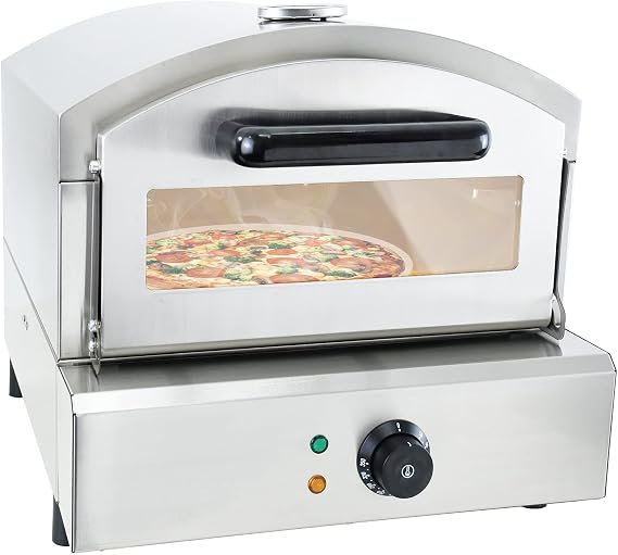 Electric Pizza Oven Countertop Stainless Steel Pizza Maker with 12 inch Round Pizza Stone Portable Solo Stove Pizza Ovens Suitable for Party Outdoor Cooking Commercial/Home