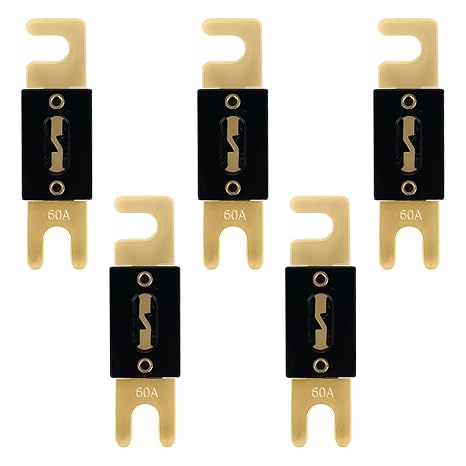 ANL Fuse 60 Amp 32 VDC 5 Pack Nickel Plated Blade Fuse for Car Audio Video System Vehicle Marine