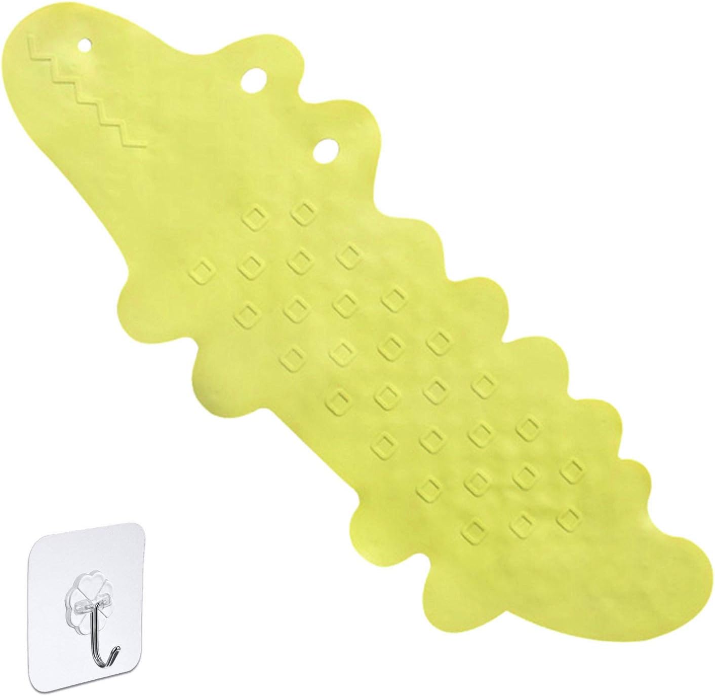 IceMoon Extra Long Non-slip Environmental TPR Rubber Crocodile Bath Mat Shower Tub Mat In The Bath For Babies and Children,with 185 powerful Suction Cup,95 x 34.5 cm, Green