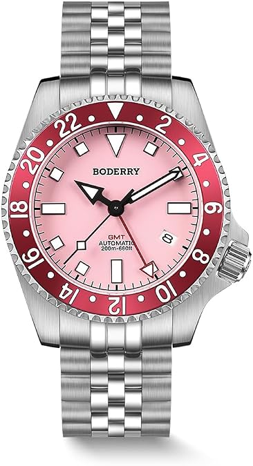 BODERRY Men's Watch Titanium Automatic 200M Waterproof Diver Watch with GMT Automatic Movement and Titanium BraceletAdmiral