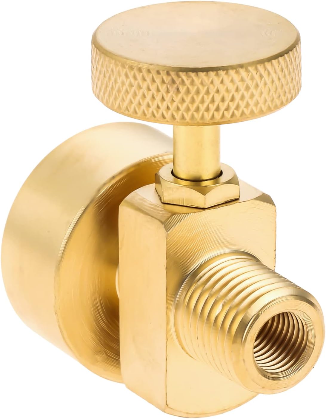 1LB Brass Propane Needle Control Valve, Disposable Adjustable Pressure Propane Gas Regulator Valve for Stove grill, with 14 Male NPT Thread, Propane 1LB Tank Disposal Cylinder Bottle Adapter