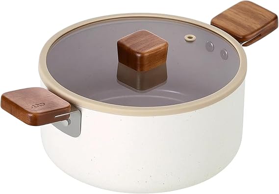 Neoflam Bien Kitchen 2.7QT Nonstick Stock Pot with Glass Lid Ceramic Coated Casserole Dutch Oven for Healthy Cooking, Induction Compatible Soup & Stew Pot, Made in Korea (8" / 20cm)