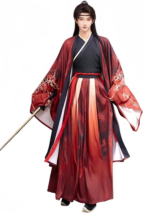 Chinese Traditional Hanfu - Vintage Embroidery Hanfu Men Martial Arts Cosplay Costume