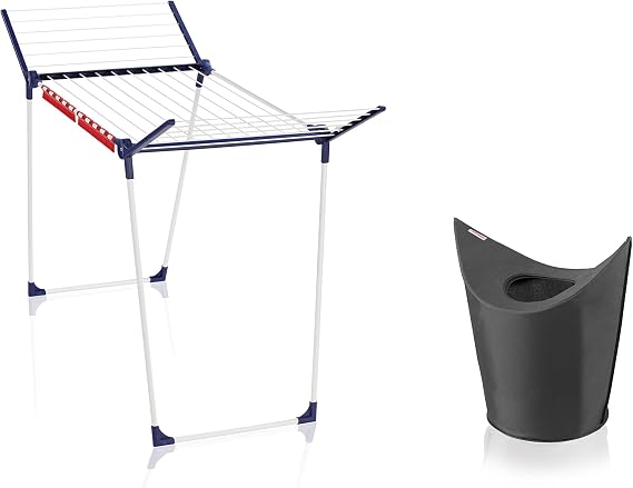 Leifheit Pegasus 180 Solid Clothes Dryer with Practical Laundry Basket Black