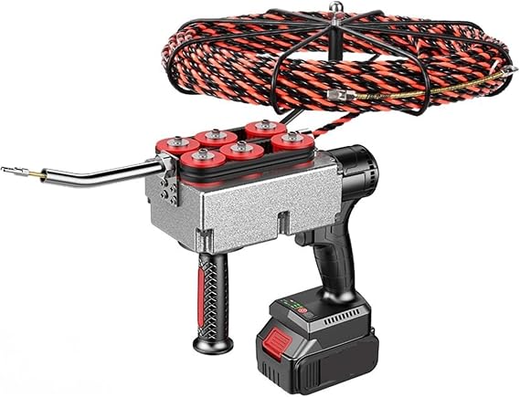Efficient Brushless Lithium Battery Threading Machine,Electrician Wire Puller Through Wall, Fish Tape,Electrical Wire Puller,Wall Electrical Wire Threader,Cable Threading Tool,10Batteries