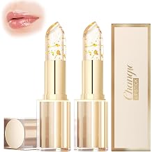 2Pcs Colour Changing Lipstick with Gold Foil - Clear Long Lasting Lip Stick - PH Adjusting Lipstick - Transfer Proof & Deep Nourishment Lip Balm - Moisturizing Glossy Shine for Women Lip Care