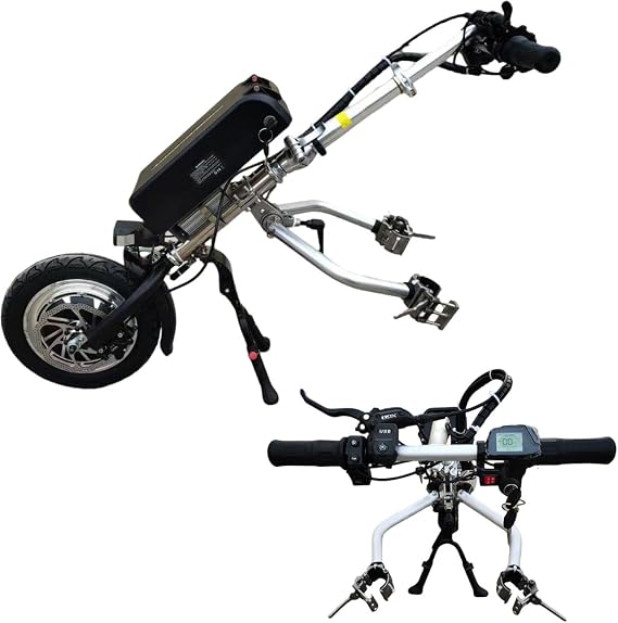 500W Electric Wheelchair Conversion Kit, 17Ah 48V Battery Range 65 Km, 3 Speeds Adjustable, 12 Inch Wheels, LCD Display, 20-26Mm Wheelchair Pulling Devices,A