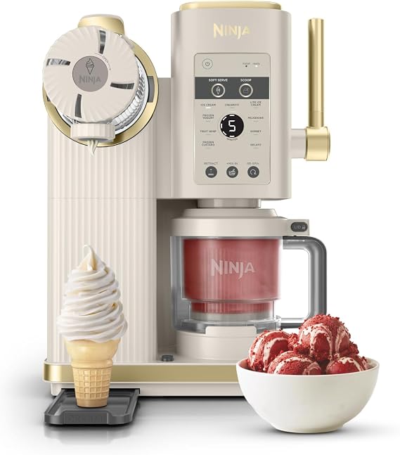 Ninja CREAMi Scoop and Swirl Ice Cream Machine, Stone Gold NC701UKSTGD