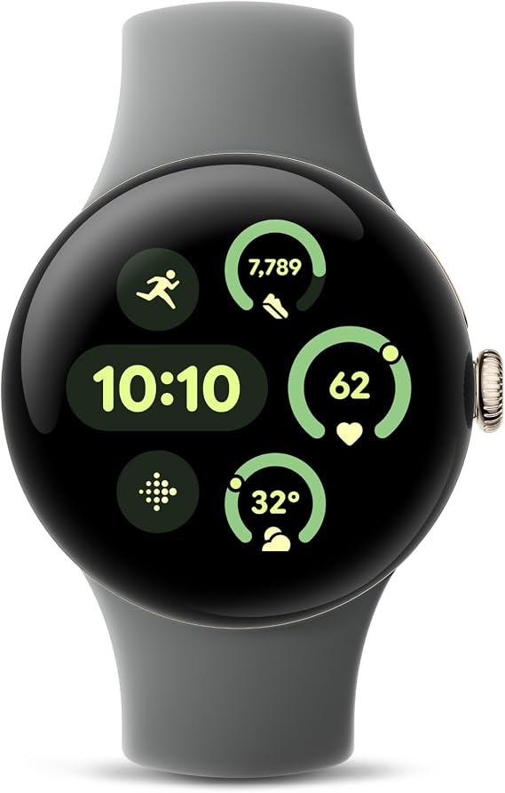 Google Pixel Watch 3 (41mm) 2024 Model - Android Smartwatch, Heart Rate Tracking, Fitbit Advanced Running, Fitness Insights, 24-Hour Battery - Champagne Gold Aluminum Case - Hazel Band - Wi-Fi