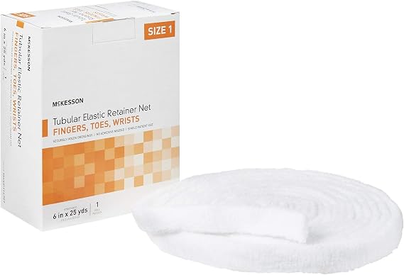 McKesson Tubular Elastic Retainer Net Dressing, Non-Sterile, Finger, Toes, Wrist, Size 1, 6 in x 25 yd, 1 Count, 1 Pack