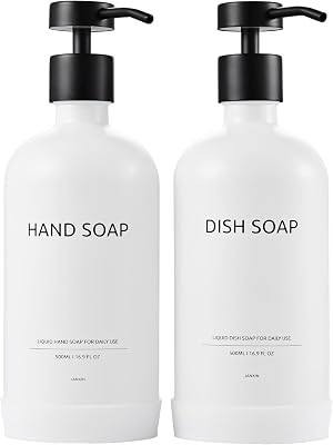 Soap Dispenser Set with Non-Slip Protective Silicone Pad, Hand Soap Dispenser for Bathroom and Kitchen Decor, White and Black Accessories White Bottles  Black Pumps