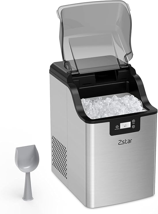 Ice Makers Countertop, 9 Cubes Ready in 6 Mins, 44lbs/24hrs, Self-Cleaning Ice Machine with Ice Scoop and Basket, Portable Ice Machine with 2 Sizes of Bullet Ice for Home/Kitchen/Office/Bar/Party