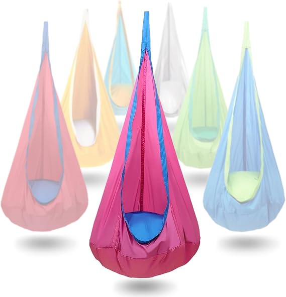 Kids Pod Swing Seat Hammock Chair Indoor Outdoor Hanging Chair Rose Red | Soft Safe Fabric Holds Heavy Weight, Simple Quick Installation, Great for Bedroom, Garden, Playroom Indoor Outdoor Use