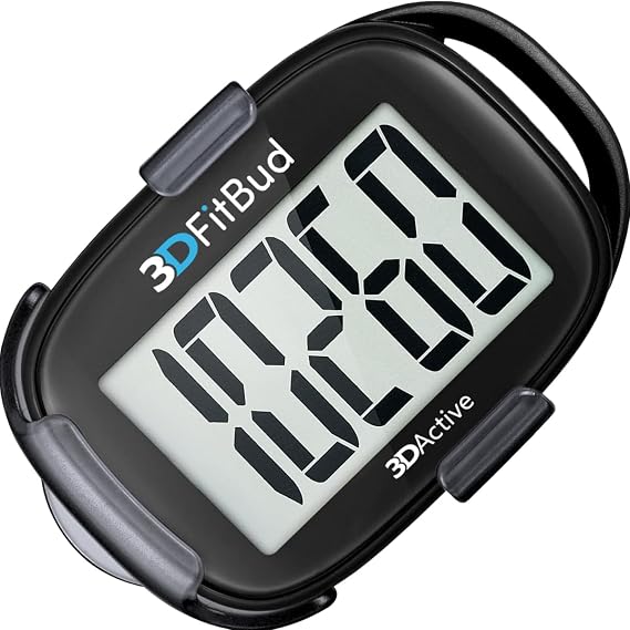 3DFitBud Simple Step Counter Walking 3D Pedometer by 3DActive with Clip, Lanyard Accurate Step Tracker Large Display, Easy to Use for Kids Men Women Adult Seniors Daily Step Tracking - A420S