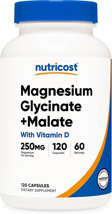 Nutricost Magnesium Glycinate + Malate (250mg) 120 Caps, High Absorption